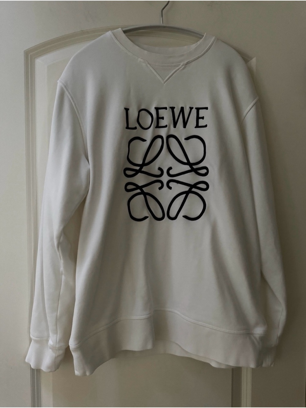 White Sweatshirt with Black Anagram Logo